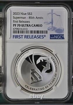 2023 DC Comics Superman 85th Anniversary 1 Oz. Silver Coin Ngc Pf70 Fr