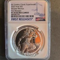 2023 DC Comics Wonder Woman 1oz FR PF 70 Ultra Cameo silver coin