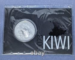 2023 New Zealand 1 Ounce Silver $1 Kiwi Specimen Coin OGP / CARD STOCK