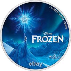 2023 New Zealand Mint Disney Frozen 10th Anni. 1 oz Colorized Proof Silver Coin