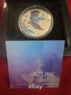2023 Niue $1 Azure Kingfisher 1oz. 999 Silver Proof only 1000 Mintage