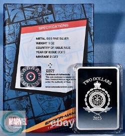 2023 Niue $2 1oz Silver Marvel Spider-Man Colored Proof Coin