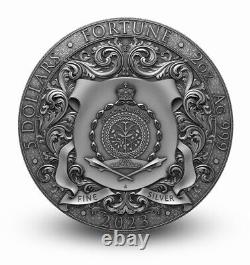 2023 Niue Fortuna 2oz Silver Gilded Antiqued Coin
