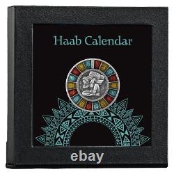 2023 Niue Haab Calendar 2 oz Silver Antiqued Coin Pristine OGP POP 500