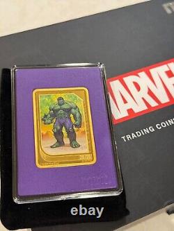 2023 Niue MARVEL Trading Coin 1oz Silver HULK # 20/20 PURPLE BOOKEND