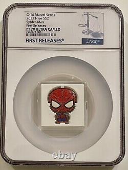 2023 Niue Spiderman Chibi PF70 First Releases NGC Marvel 1 Oz Silver Proof Coin