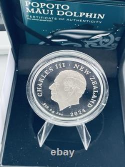 2024 New Zealand Annual Coin Popoto Maui Dolphin 2oz Silver Proof Coin
