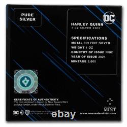 2024 New Zealand Mint DC Villains Harley Quinn 1 oz Colorized Proof Silver Coin