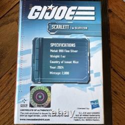 2024 New Zealand Mint G. I. Joe Scarlett Hasbro Colorized Silver Bar. 999 1 Oz