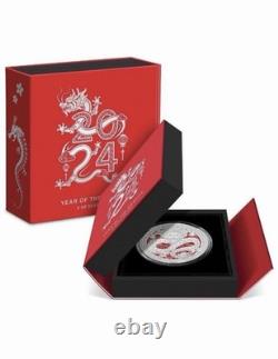 2024 New Zealand Mint Lunar Year of the Dragon 3 oz Colorized Proof Silver Coin