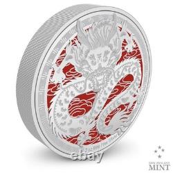 2024 New Zealand Mint Lunar Year of the Dragon 3 oz Colorized Proof Silver Coin