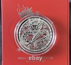 2024 New Zealand Mint Lunar Year of the Dragon 3 oz Colorized Proof Silver Coin