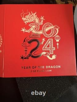 2024 New Zealand Mint Lunar Year of the Dragon 3 oz Colorized Proof Silver Coin