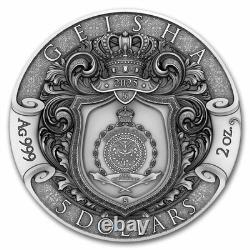 2025 Geisha 2 oz Antiqued Silver Gilded Coin By T&S Coin Mintage of 500