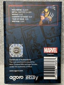 2025 Marvel Wolverine Slash 2 oz Silver Coin Agoro Niue Mintage 1000