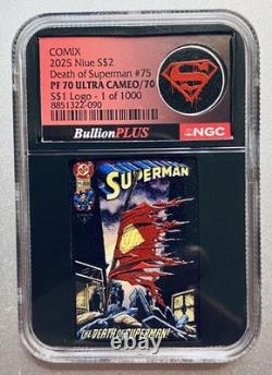 2025 Niue 1 oz Silver & 1/10th Silver Death of Superman NGC PF70/70 UC 2 Coins