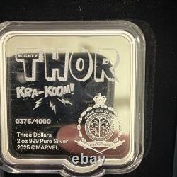 2025 Niue Marvel Smash Series Thor KRA KOOM 2 oz Silver Coin