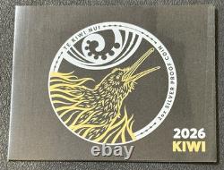 2026 2 Oz. 999 Silver Proof New Zealand Te Kiwi Nui Black & Gold Color Coin