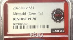 2026 Niue S$1 Mermaid Green Tail? Reverse Proof PF70? Only 224 Graded By NGC