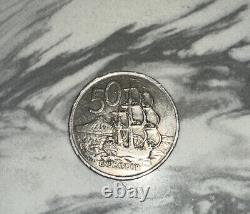 50cents 1967 New Zealand Endeavour coin Queen Elizabeth Fine And Rare