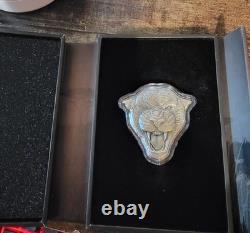 999 Silver Leopard Coin 2 Ounce Fierce Nature Series Collector Niue New Zealand