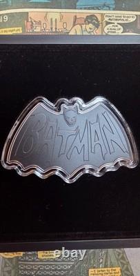 BATMAN 85 Years 1966 Batman Logo 2024 $2 1oz Silver Antique Coin Niue NZ Mint