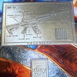 BHB Hits 1/4 oz & 1g Fine Silver Bar Blueprint Series 1 -AR 15 1 of Only 200
