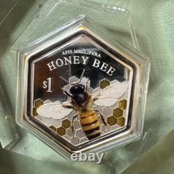 Beautiful 2016 NEW ZEALAND Proof HONEY BEE 0.999 Silver 1 TROY OZ $1 454/1500
