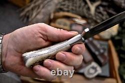 CFK Handmade 440C Custom FISH & LURE Scrimshaw New Zealand Red Stag Antler Knife