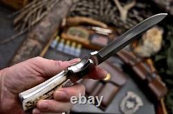 CFK Handmade D2 Custom New Zealand Red Stag Rosewood Hunting Skinner Knife