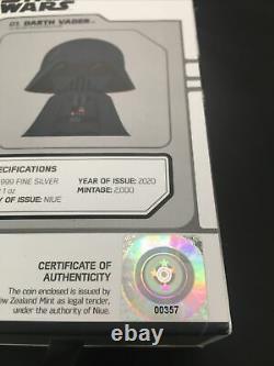 DARTH VADER Chibi Coin #357 of 2000 DISNEY Star Wars 1oz Proof Silver 2020