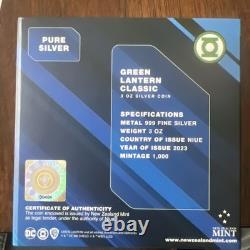 DC GREEN LANTERN (3 OZ) SILVER coin limited mintage of 1000 by NEW ZEALAND MINT