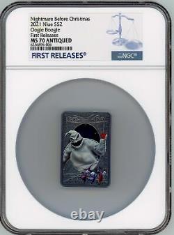 DISNEY OOGIE BOOGIE THE NIGHTMARE BEFORE CHRISTMAS 1oz SILVER COIN NGC MS70 FR