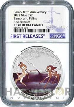 Disney Bambi 80th Anniversary Bambi & Faline 1 Oz. Silver Coin Ngc Pf70
