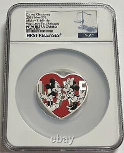 Disney Characters Mickey Minnie With Love 2018 Niue $2 Silver Coin Ngc Pf70 Fr