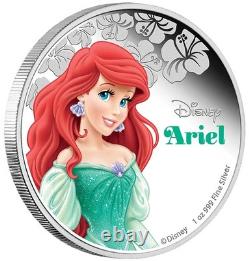 Disney Princess Ariel 1oz Silver Proof Coin Limited Edition New Zealand 2016
