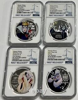 Disney Villains Complete 4 Coin Set All NGC First Releases PF70 UC WithOGP Niue