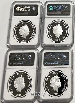 Disney Villains Complete 4 Coin Set All NGC First Releases PF70 UC WithOGP Niue