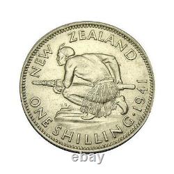 Elf New Zealand 1 Shilling 1941 Silver World War II