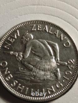 Gem AU PL Silver Rare shilling, 1942 New Zealand Silver KGVI w Haolder