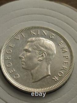 Gem AU PL Silver Rare shilling, 1942 New Zealand Silver KGVI w Haolder