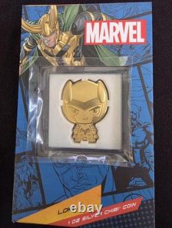 Gold gilded 2023 Marvel Loki Chibi 1 oz. 999 Silver