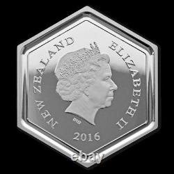 HONEY BEE Hexagonal Shape 1 Oz Silver Coin 1$ New Zealand 2016