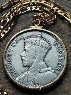Handsome 1933 New Zealand Silver Half Crown on a 24 Gold Filled Chain