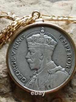 Handsome 1933 New Zealand Silver Half Crown on a 24 Gold Filled Chain