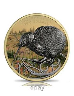 KIWI HR Gold Ruthenium Edition 2 Oz Silver Coin 2$ New Zealand 2020