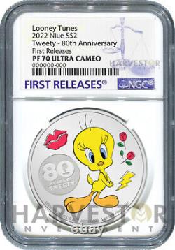 Looney Tunes Tweety 80th Anniversary 1 Oz Silver Ngc Pf70 First Releases
