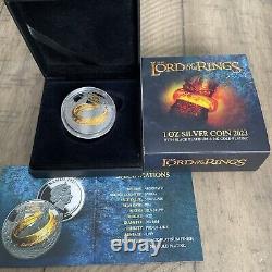 Lord Of The Rings Black Platinum And 24k Gold Plating 1oz Silver Coin Colorized