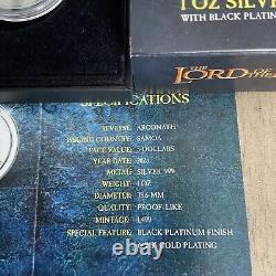 Lord Of The Rings Black Platinum And 24k Gold Plating 1oz Silver Coin Colorized