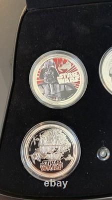 MINT Star Wars 2011 NZ Mint 1oz Silver 8-Coin Set Vader & Falcon Cases OGP COA